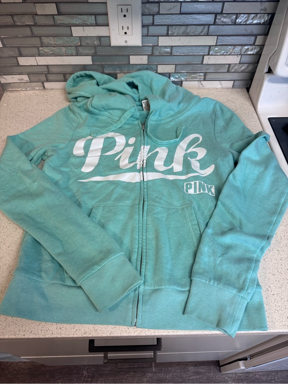 PINK Victoria's Secret Mint Green Zip Hoodie